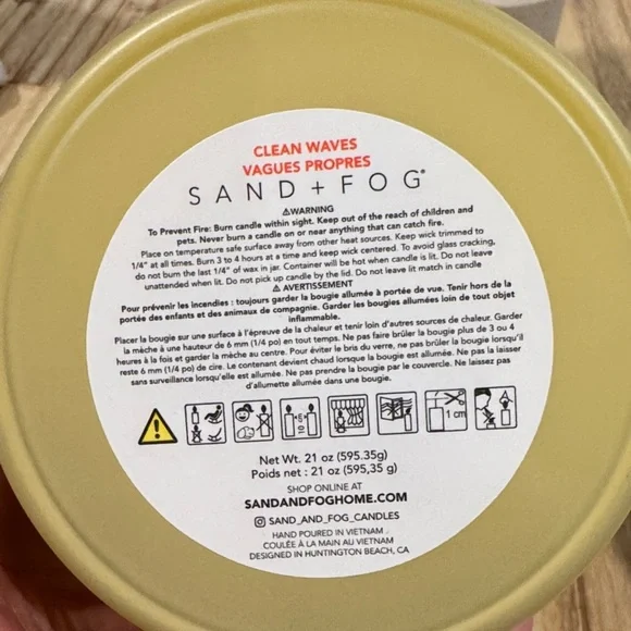 Sand + Fog Clean Waves Candle - 3 wick 21 oz - Picture 4 of 4